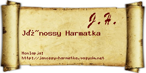 Jánossy Harmatka névjegykártya
